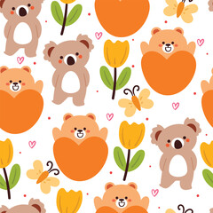 seamless pattern cartoon koala and bear. cute animal wallpaper for textile, gift wrap paper