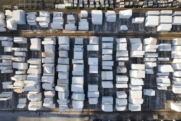 Storage of marble blocks in Carrara Italy