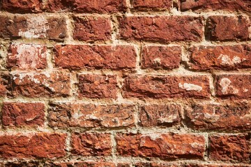 Texture of old brickwork damaged by time