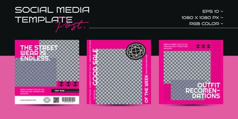 Modern urban futuristic streetwear fashion design for social media template