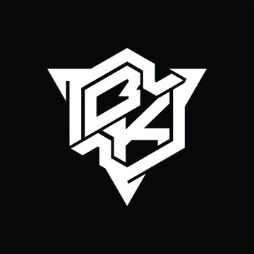 recommend clip art: BK Logo monogram hexagon shape with triangle outline gaming style design