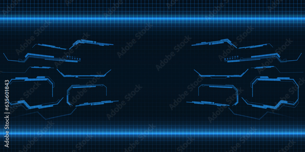 Poster vector illustration of futuristic digtal hi-tech horizontal layout for showcase and backgrond with t
