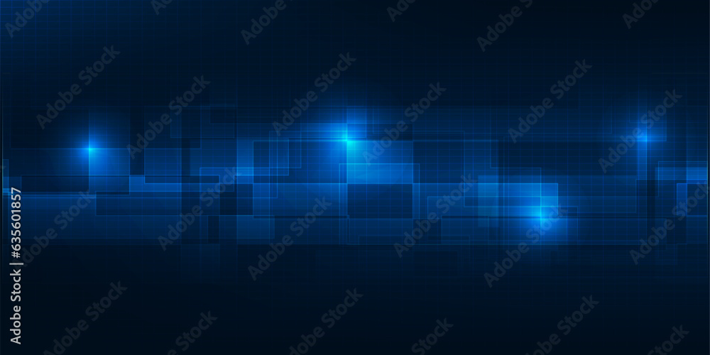Poster vector illustration of futursitc grid line pattern with glowing dot on blue complex geometry optic p