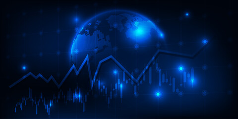 Vector illustrations of world economic strategy major bull market trend graph abstract futuristic finance investment and economic.