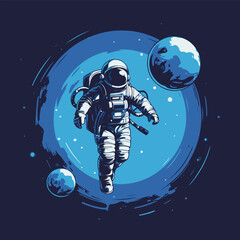 Astronaut In Space Flat Art © FineArtDesign