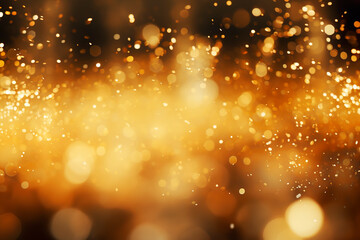 Fototapeta na wymiar Golden glitter texture christmas abstract background, gold glitter defocused abstract background, golden rain, magic gold dust and glare, generative ai