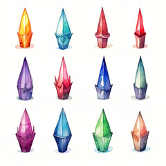 set of icon markers pen element watercolor,  generative ai