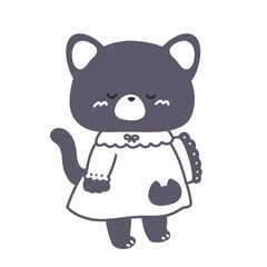 Obraz na płótnie Canvas パジャマの黒猫ちゃんイラスト2☆PNG