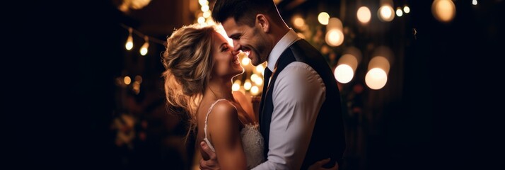 Happy wedding couple. Generative AI