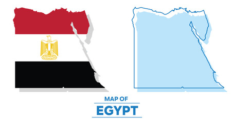 Vector Egypt flag map set simple flat illustration
