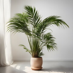 lady palm in a pot. Generative AI
