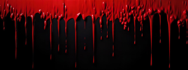 Red Paint Blood Fluid Running Dripping Black Background