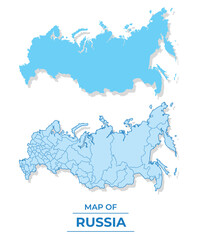 Vector Russia map set simple flat and outline style illustration