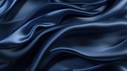 Obraz premium Waves of navy blue satin fabric