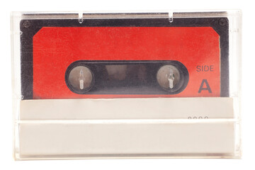 Close up of retro audio cassette tape,side A in case