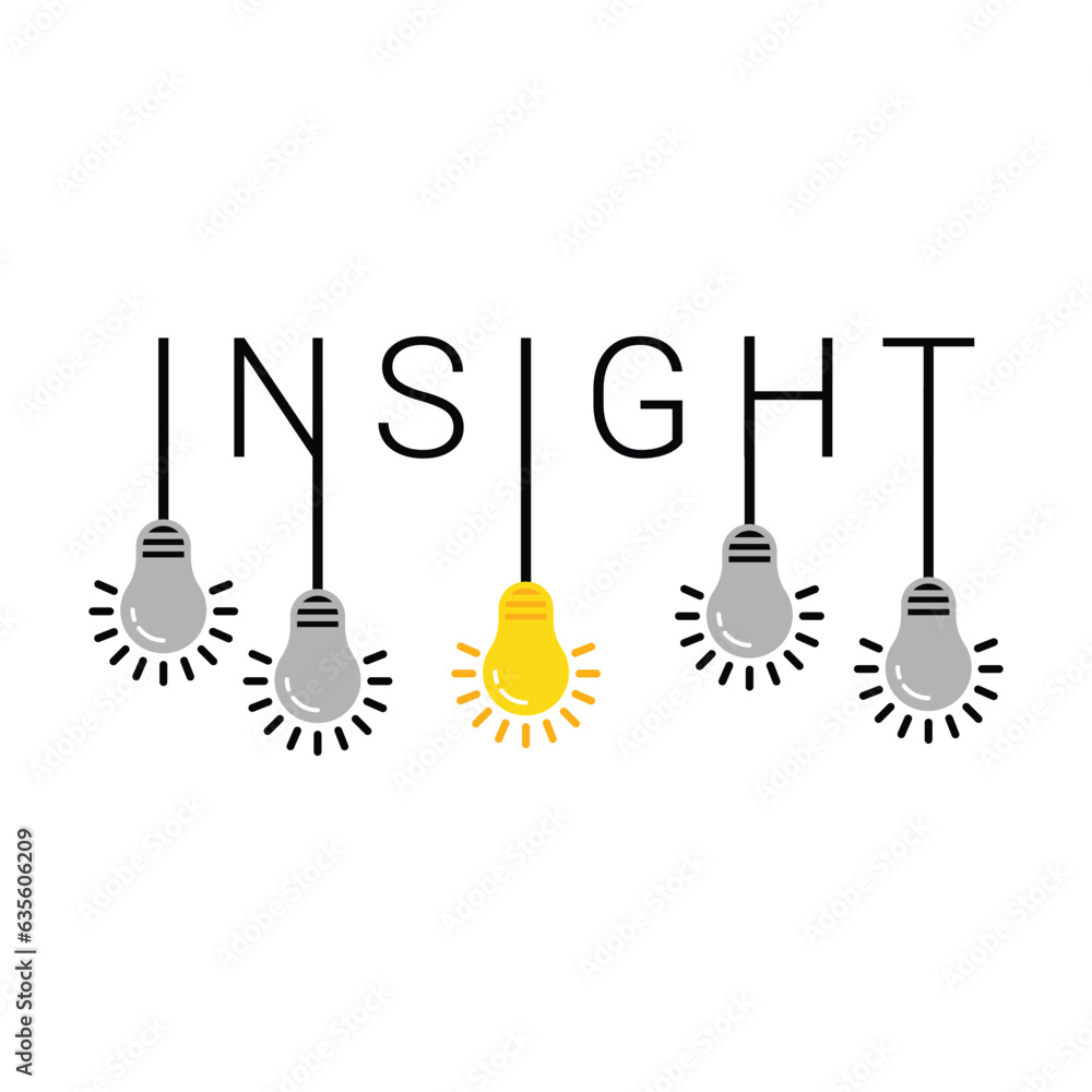 Poster hanging set of bulb like insight. concept of think outside the box or fun fact or discovery and shin