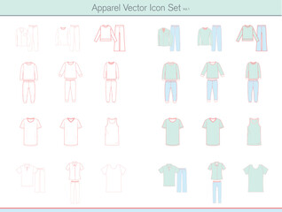 Fashion icon, Apparel Icon, Cloth line art, boys cloth, women cloth, child dress line art, Line art vector, free vector, Icon set, garment product, Vector icon set.