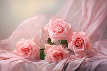 Beautiful rose roses on rose background.