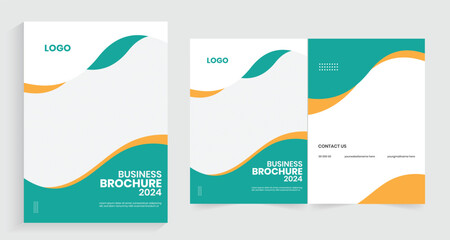 New company modern bifold brochure, corporate industry a4 report, real estate abstract annual report, eps file booklet design 