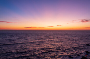 Obraz premium sunset over the sea Cochoa beach, Renaca, Vina del Mar, Valparaiso, Chile