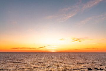 sunset on the beach on Cochoa beach, Vina del Mar, Valparaiso, Chile