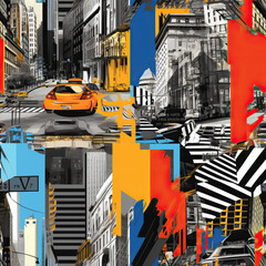 New York streets art collage USA America repeat pattern