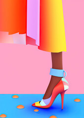 Gorgeous colorful female shoes illustration made with Generative AI 