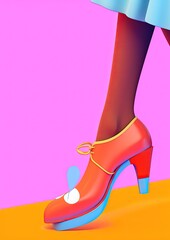 Gorgeous colorful female shoes illustration made with Generative AI 