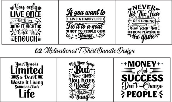 02 Motivational T-shirt Bundle Design Template