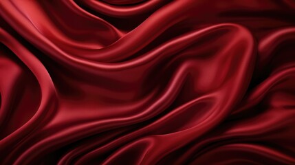Obraz premium Waves of maroon satin fabric