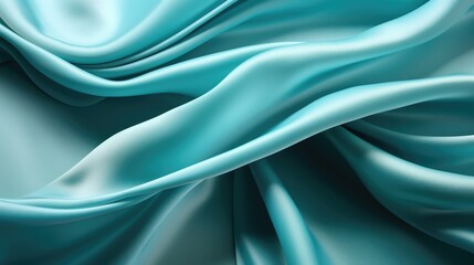 Waves of aquamarine satin fabric