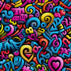 Funky doodles psychedelic repeat pattern
