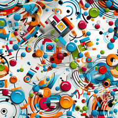 Funky doodles psychedelic repeat pattern