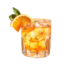 transparent background with orange lime and whiskey drink