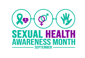 September is Sexual Health Awareness Month background template. Holiday concept. background, banner, placard, card, and poster design template with text inscription and standard color. vector