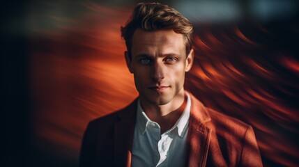 Beautiful technological portrait of a man. Generative AI