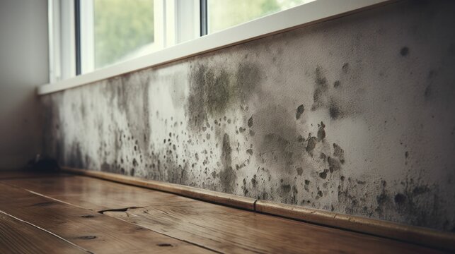 Mold and moisture damage on a wall in the house
