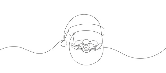 Continuous one line drawing of Santa Claus isolated on white background. Vector illustration