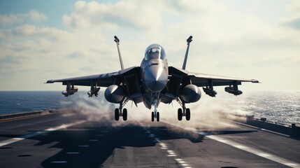 Fototapeta premium F 15 Fighter jet airplane taking off from the runway