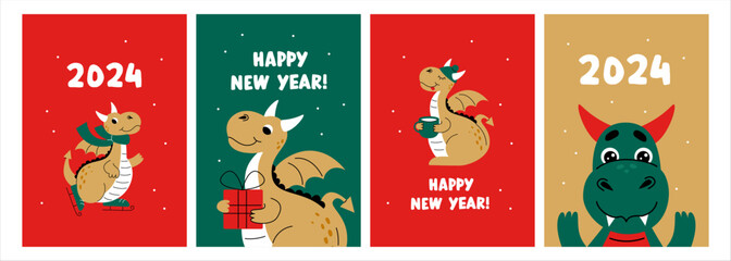 The Year of the Dragon is 2024. Chinese New Year. Gold graffiti with streaks of paint. Asian symbol. Dragon