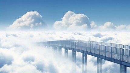 Bridge to heaven made of clouds in the blue sky