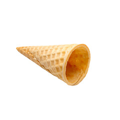 Waffle cone for ice cream. Transparent background. Isolated. PNG.