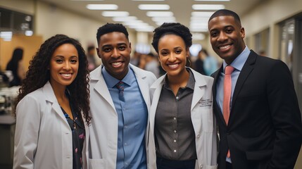 Medical Team: Young Black Female and Male Doctors in Smiling Pose