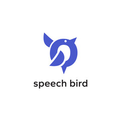 Logo of an abstract bird and speech bubble fusion. Ideal for tech startups, creative agencies. Vector illustration.
