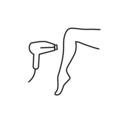 Laser hair removal black icon. Woman leg symbol. Female beauty salon logo. Vector outline illustration isolated on white background.