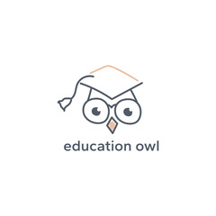 Logo of an owl donning a graduation cap in a conceptual design. Wisdom meets achievement. Vector illustration.