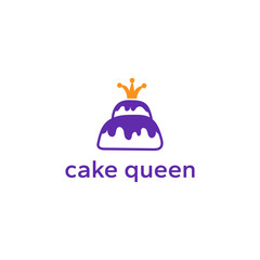 Logo of a cake adorned with a crown on top. A regal blend of indulgence and celebration. Perfect for bakeries, confectioneries, and special events. Vector illustration.