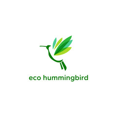 Logo of a hummingbird with wings resembling leaves, embodying nature's beauty and motion. Perfect for eco-conscious brands, travel companies, and artistic endeavors. Vector illustration.