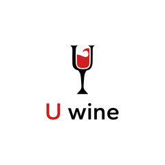 Logo of a glass of wine creatively forming the letter 'U' in a conceptual design. Symbolizing sophistication and communication. Vector illustration.