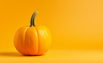 Halloween pumpkin decorations on a yellow-orange background. Generative AI.